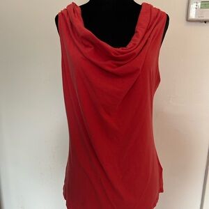 Salmon Coloured Draped Tank Top with Elegant Neckline